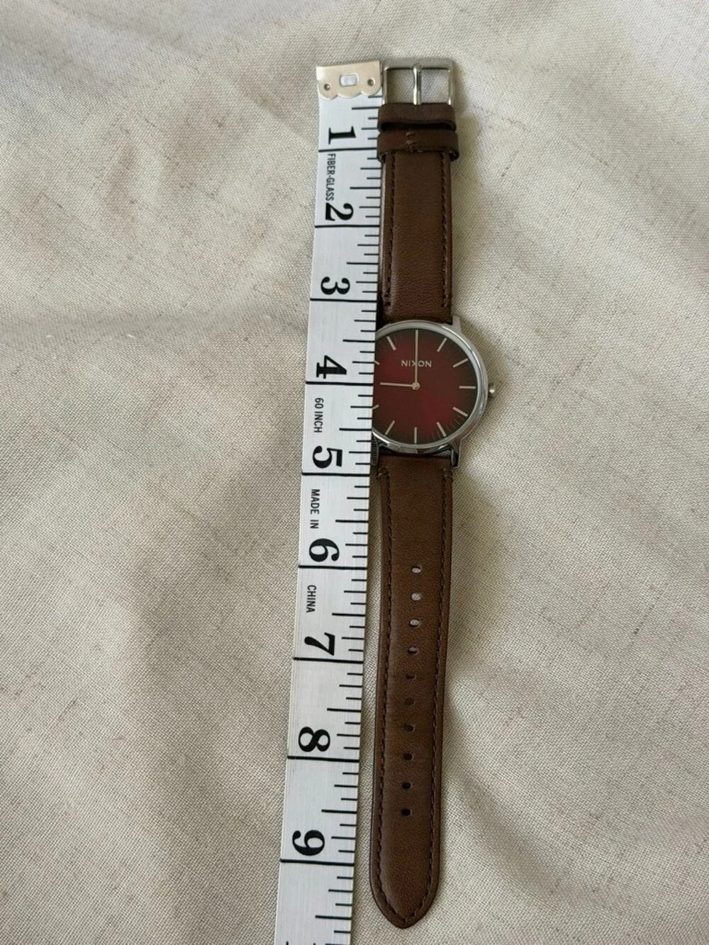 Nixon The Porter Burgundy Red Dial Leather Watch Quiet Luxury Minimalist Unisex